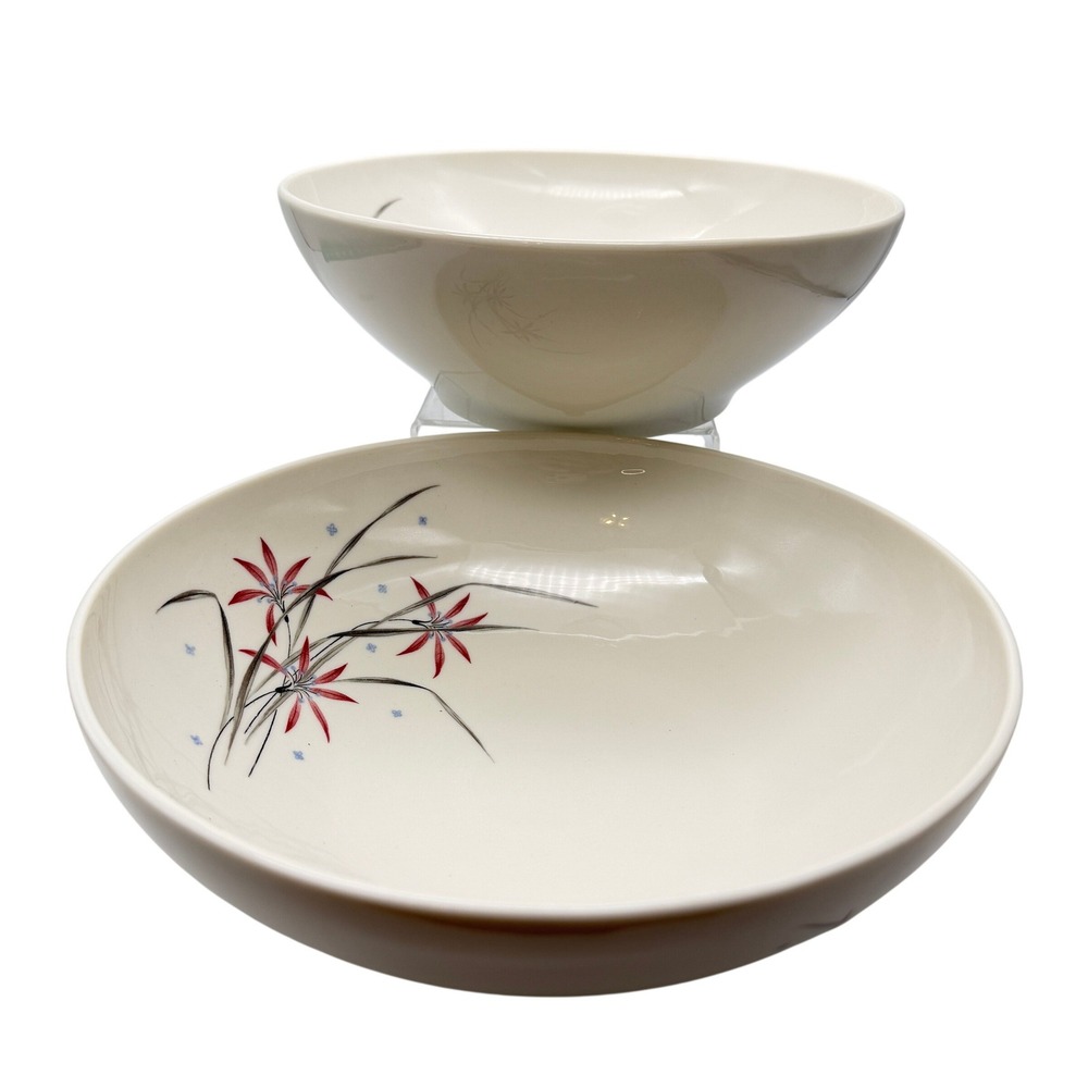 Syracuse China Carefree Flame Lily 9" Vegetable Serving Bowls Set of 2 MCM